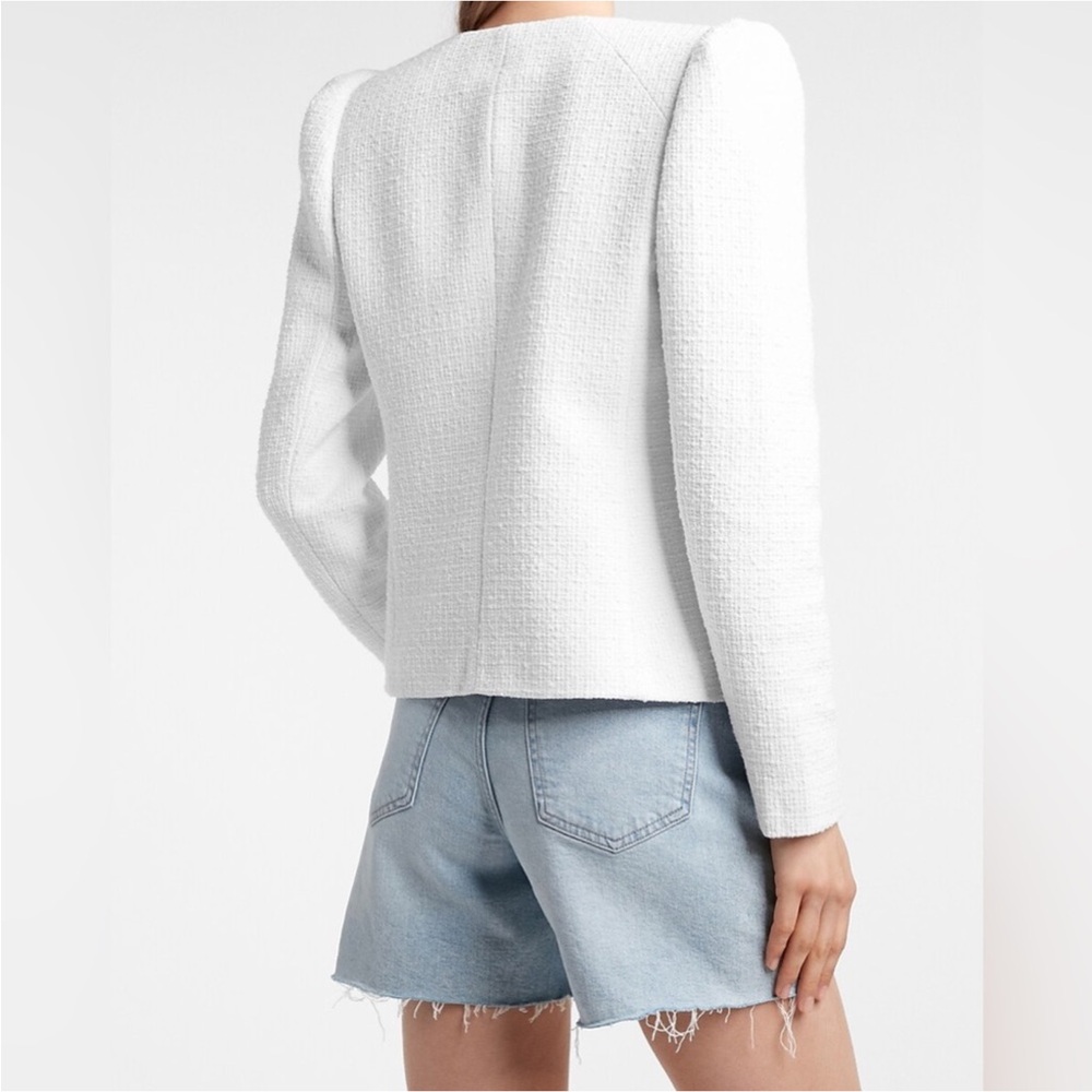 Express White Puff Shoulder Boucle Jacket - Picture 8 of 9
